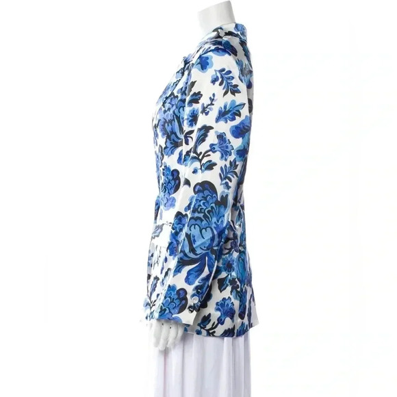 786 Christian Lacroix Floral Silk Blazer Size XS Color White Blue - Picture 2 of 7